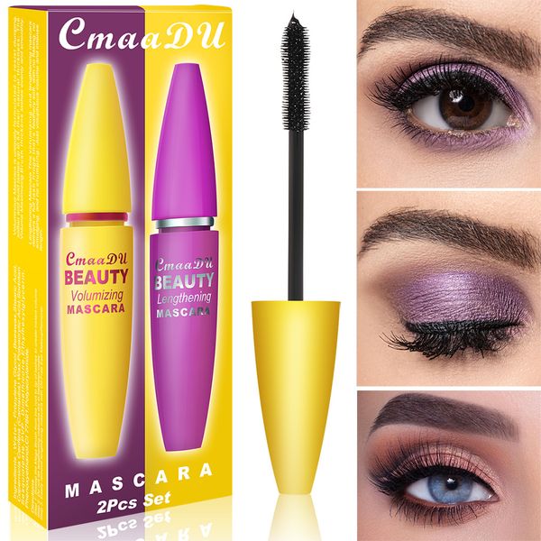 CMAADU 3D Mascara Черный громкость и длина для ресниц 5 мл * 2 шт. В 1 косметика набор макияжа