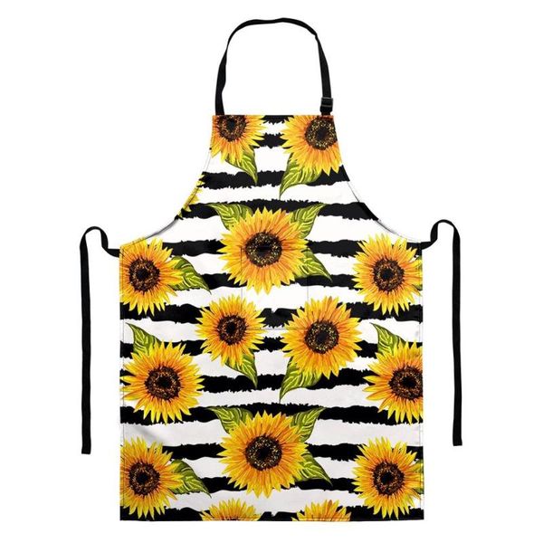 

aprons plus size adjustable apron fashion floral style sunflower printing women kitchen cooking cleaing bib waterproof