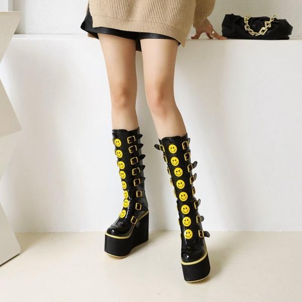 

boots women spring and autumn trifle bottom side zipper black platform women's super high heel round toe pu mid-tube booties