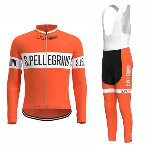 

racing sets 1976 competition s.pellegrino team retro man cycling long sleeve jersey set triathlon biker hombre, Black;blue