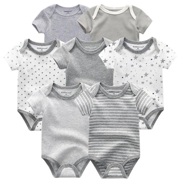 

jumpsuits 2021 baby boy clothes 7pcs bron cotton girl short sleeve bodysuits girls clothing print ropa, Blue