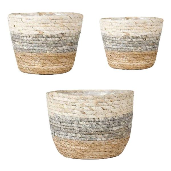 

storage baskets 3pcs weaving flower pot hand-woven basket for home garden (assorted color)