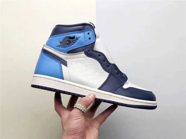 

2021 authentic 1 high og obsidian wmns unc patent 1s blue chill white mens womens outdoor shoes sports sneakers with box, White;red