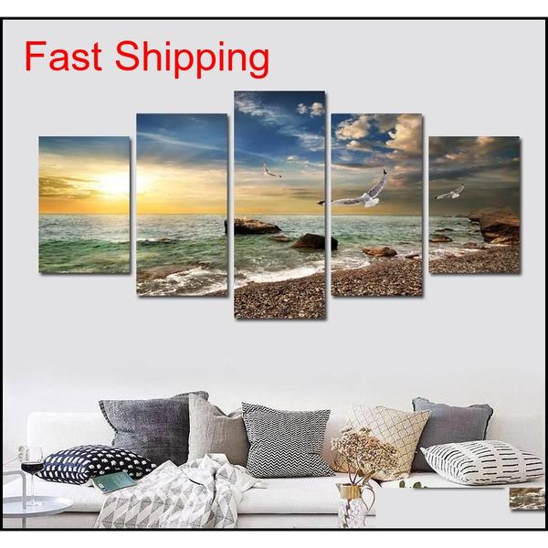 

5 piece wall art canvas sunset sea wall art picture canvas oil painting home decor wall pictures for liv qylhfm bbgargden