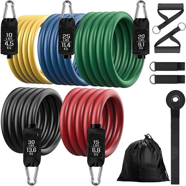 

resistance bands tpe multi-purpose one-shaped fitness rally 100lbs-150lbs device tension rope 11 piece set band