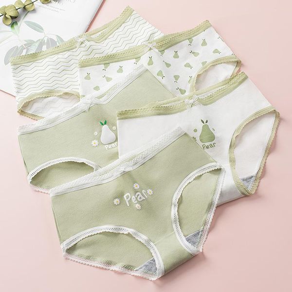 

women's panties plus size 5pcs/lot cotton girl briefs women underwear cute cartoon underpants breathable shorts intimates lingerie, Black;pink