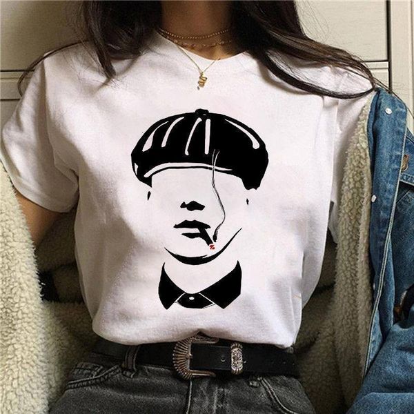 

peaky blinders female t shirt fashion harajuku t shirt graphics t shirt streetwear hip hop short sleeve cool female, White