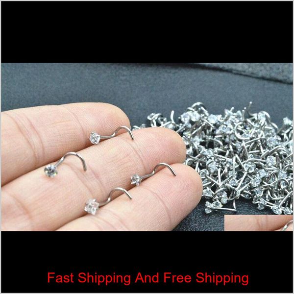 

tragus piercing zircon screw nose stud heart round star shape nose ring eyebrow bar helix cartilage earring s wmtmkc kqery hxmhe, Silver
