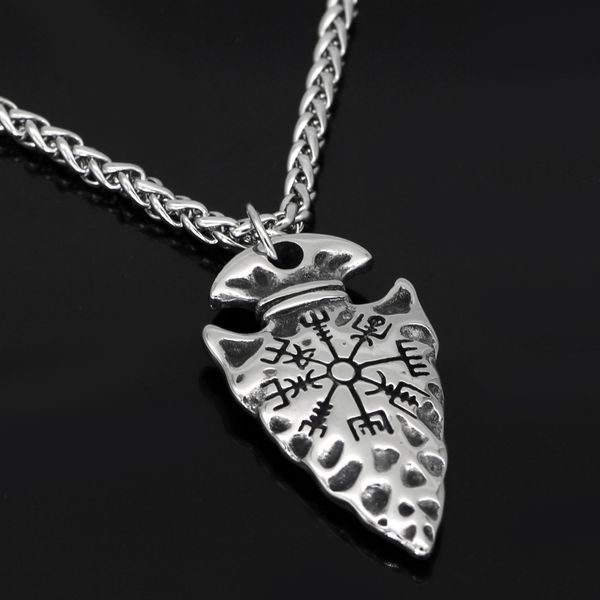 

stainless steel triangle shield compass pendant rune necklace, Silver
