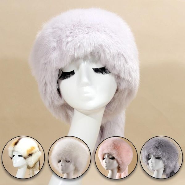 

beanie/skull caps 1pc ladies imitation fur hat dome thickened autumn and winter style furry warm ear protection with tail cap s78, Blue;gray