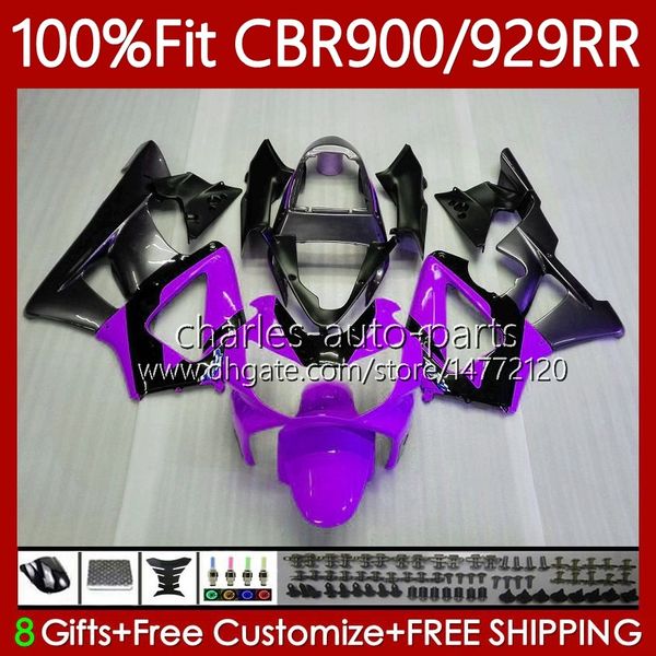 Carrozzeria OEM grigio viola per HONDA CBR900 CBR929 RR 900CC 929CC 2000 2001 68No.124 CBR 900 929 RR CC CBR929RR 00-01 CBR900RR CBR 929RR 900RR 00 01 Kit carenatura iniezione