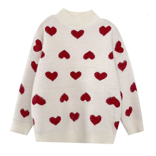 

2021 new fashion women sweater autumn winter long sleeved sweet cute pullover ladies love heart shape knitted sweaters casual jnx7, White;black