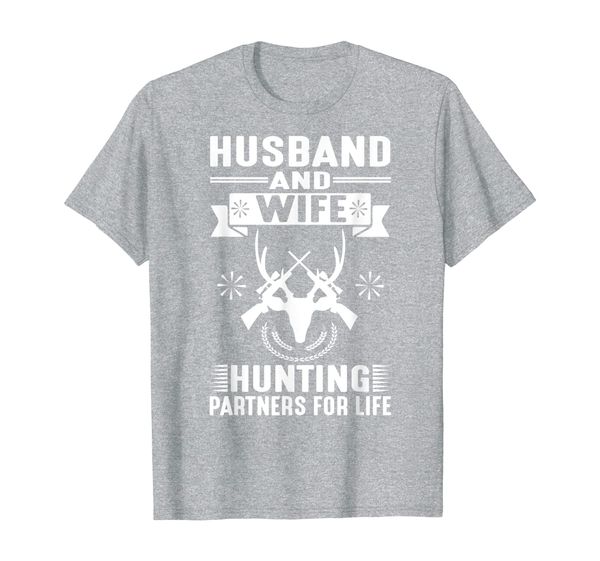 

husband and wife hunting partners for life t-shirt, White;black