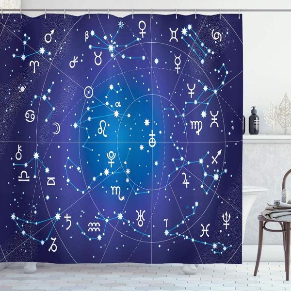 

shower curtains astrology curtain constellation of zodiac and planets original coordinates celestial body pattern bathroom decor set