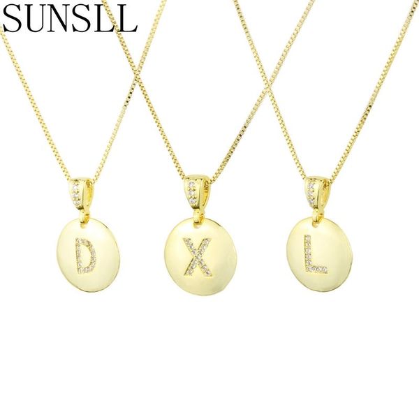 

pendant necklaces sunsll fashion female girl first letter necklace gold 26 charm copper cz jewelry gifts, Silver