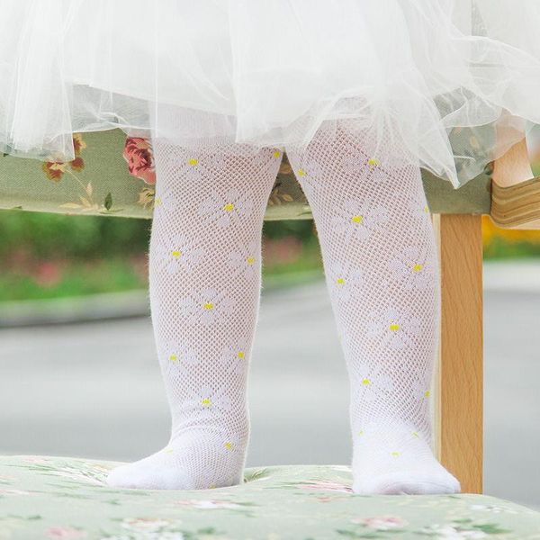 

footies spring summer thin soft cotton kids baby girl tights flowers mesh breathable pantyhose children girls stockings, Blue