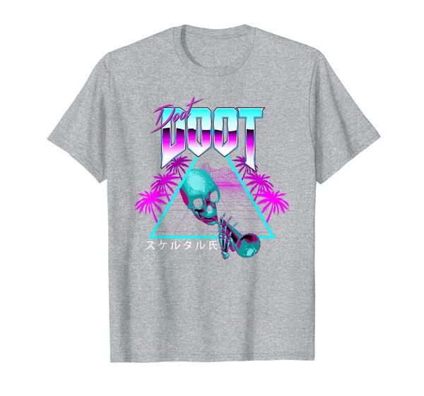 

doot doot mr skeltal retro aesthetic vaporwave streetwear t-shirt, White;black