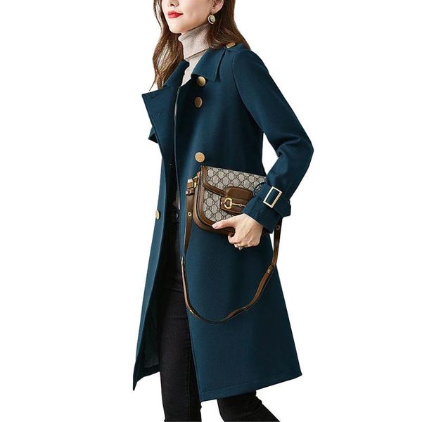 

women high-end trench coat 2021new female spring autumn windbreaker lady mid-length trench coat lining fashion windbreaker, Tan;black