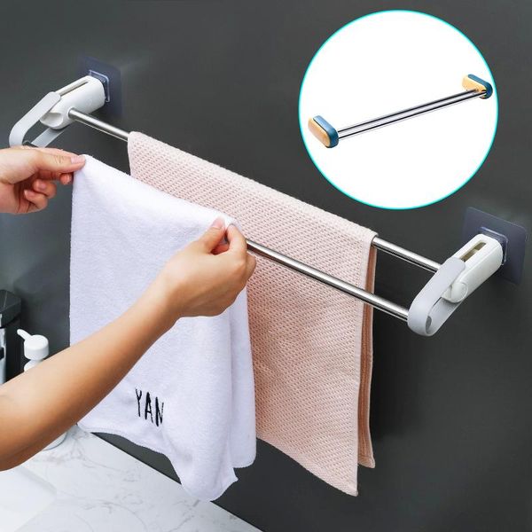 

towel racks self-adhesive adjustable holder rack wall mounted hanger bathroom bar shelf hanging organizer