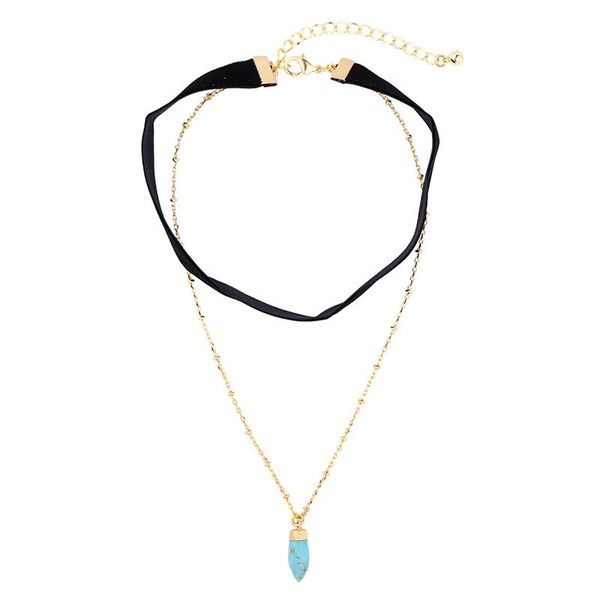 

pendant necklaces black velvet choker necklace & simple convertible accessories geometric synthetic stone for women, Silver