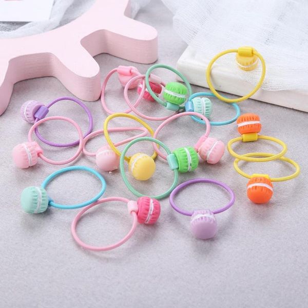 

16 pcs/lot kids elastic hairband cartoon elastic ropes candy color rubber band for children adults hair accessory