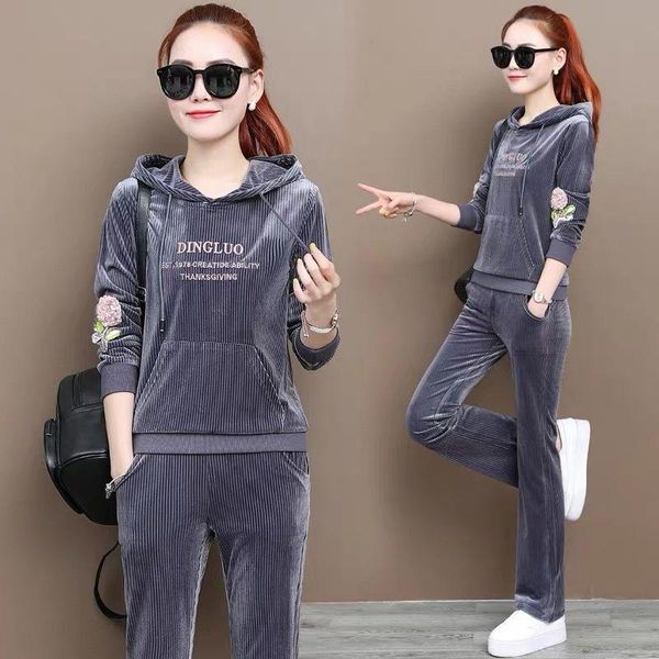 

women's two piece pants two-piece sports hoodies and long, White