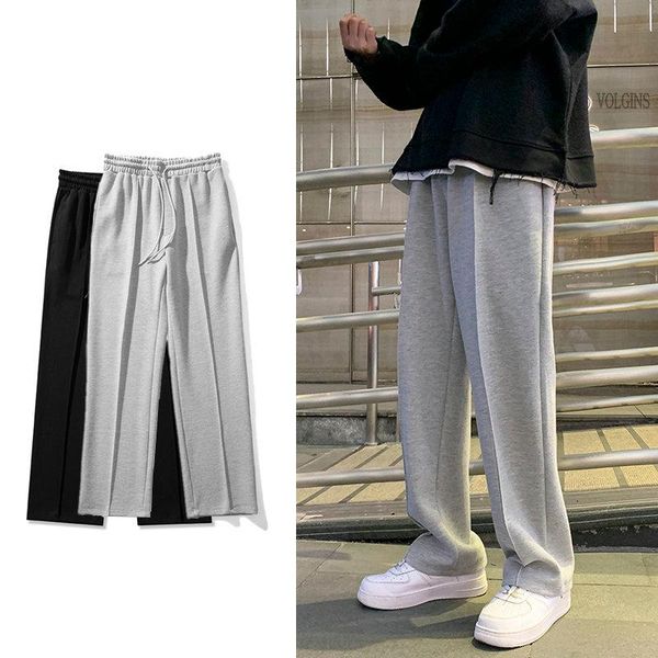 

men's pants nice velvet sweatpants fashion casual wide-leg men streetwear loose straight trousers mens joggers track s-2xl, Black