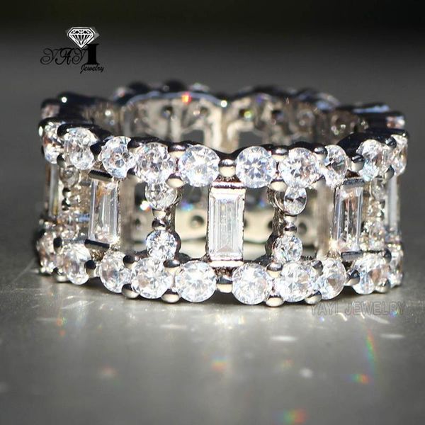 

wedding rings yayi jewelry fashion princess cut 5.8 ct white zircon silver color engagement party 659, Slivery;golden