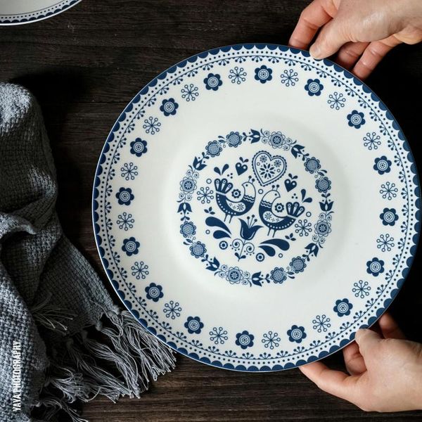 

dishes & plates midoshark blue flower pattern bone china dinner plate set