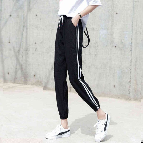 

women's leggings legged nine point harlan student ant pants 2022 spring summer casual pant's style loose and thin sports, Black