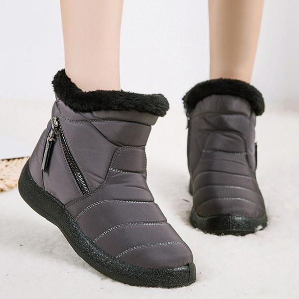 

boots rimocy winter women's plush snow 2021 warm waterproof non-slip platform ankle woman thick cotton padded shoes 28-43, Black