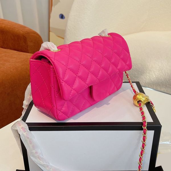 

20cm womens designer classic mini flap square bags ghw crush gold ball quilted matelasse chain crossbody shoulder purse vanity cosmetic case