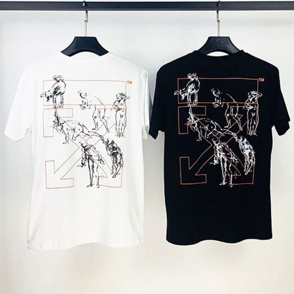 

style off abstract arrow portrait short sleeve t-shirt hip hop casual couple fashion brand men and women, White;black