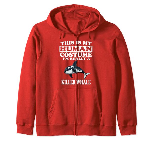 

this is my human costume i'm really an orca killer whale zip hoodie, White;black