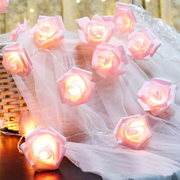 

strings 6m 40led pink rose flower led fairy lights holiday string battery operated valentine wedding party christmas decoration