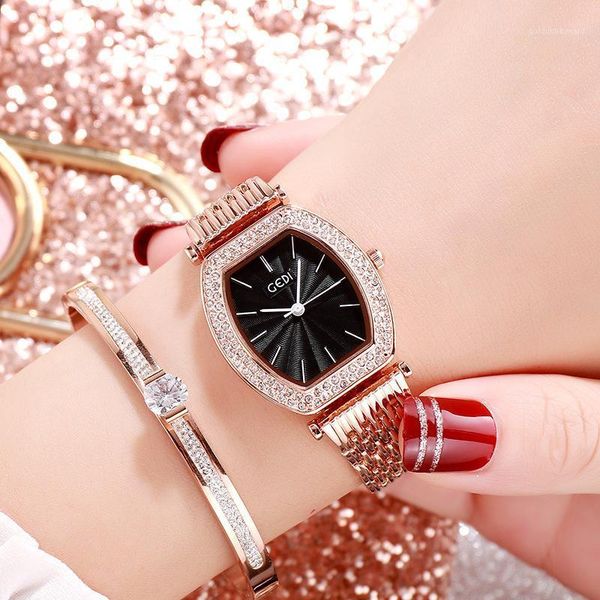

wristwatches drilling section ladies watches simple scale atmospheric female quartz trend of wrist elegant women's watch, Slivery;brown