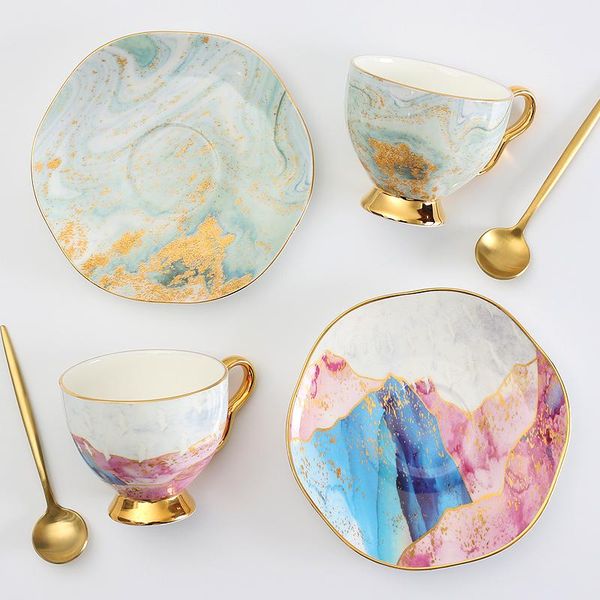 

cups & saucers luxury ceramics coffee cup set modern european saucer afternoon tea espresso mug nordic tazas drinkware df60bd