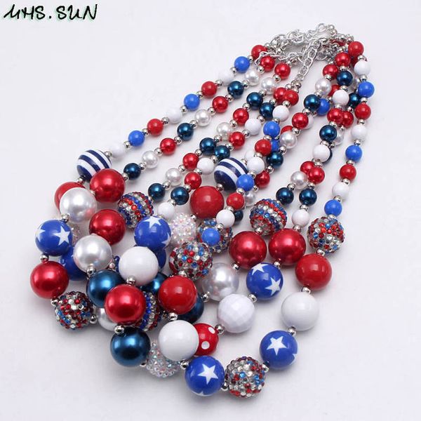 

girls necklaces pendants jewelry kids accessories children beads chunky b7946, Red;brown