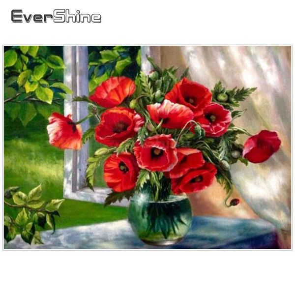 

diamond painting evershine embroidery arrival flower pictures full round rhinestones cross stitch wall decor
