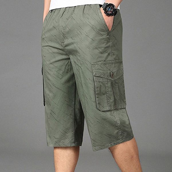 

men's stylish streetwear straight cargo pants elastic waist multiple pockets calf-length pants casual daily graphic breathable outdoor, White;black