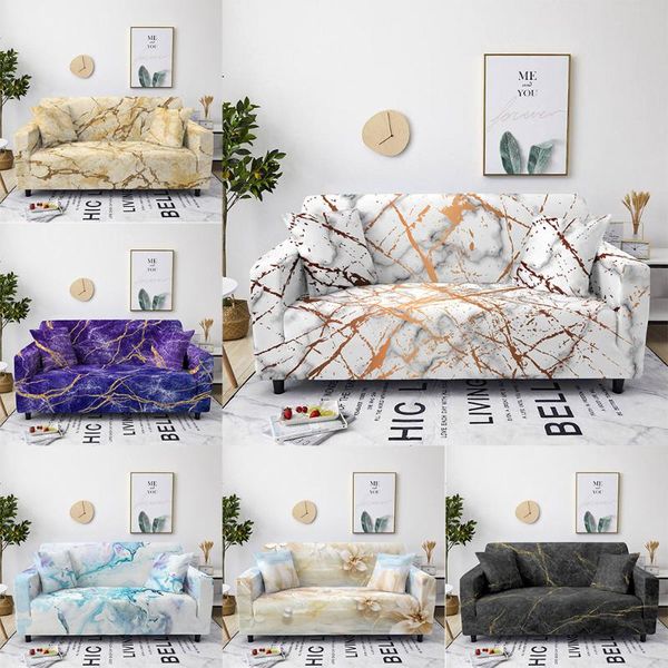 

chair covers marble stretch sofa furniture protector polyester loveseat couch cover for living room 1/2/3/4-seater arm