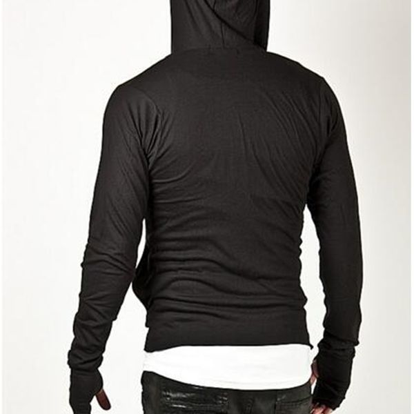 

wholesale-new stylish unbeatable arm warmer diagonal zip-up mens assassin creed hoodie fashion design for men sportswear sweatshirt, Black