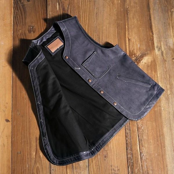 

men's vests vintage royal leather vest with low v mark thin multi-pockets casual business jacket sleeveless m-2xl jackets, Black;white