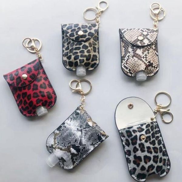 Caso de couro desinfetante ao ar livre porta portátil de frasco de perfume capa leopardo Chaveiro com 30ml garrafa garotas crianças presentes 11 estilo bk8