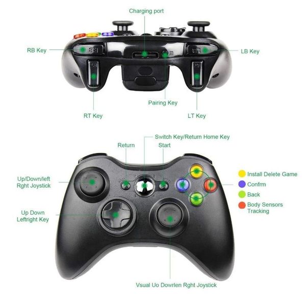 

game controllers & joysticks 2.4g wireless gamepad for x box 360 console controller receiver controle joystick handle compatible with multip