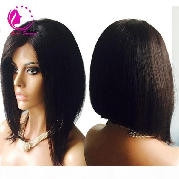 

short bob lace wigs glueless full lace human hair bob wigs for fashion women peruvian virgin hair straight full lace bob wigs, Black;brown