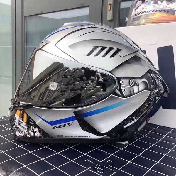 

motorcycle helmets design helmet x14 silver color full face automobile race casco motor single visor