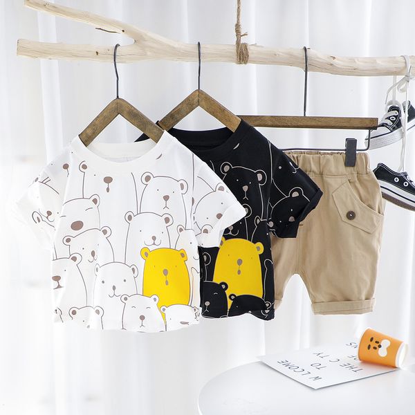 

kids clothing set baby clothing sets baby boys clothes summer short sleeve t shirt+short pants kids boys outfits, White