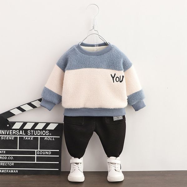 

2021 new casual children's boys outfit warm toddler winter clothing sets padded long sleeve +pants kids clothes 1-5 years 6j3r, White