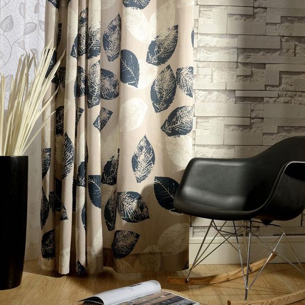 

curtain & drapes blue leaves curtains for living room printed cloth bedroom translucidus home pastoral style